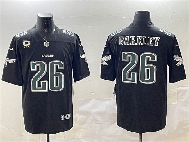 Men's Black Philadelphia Eagles #26 Saquon Barkley Fashion With 3-star C Patch Vapor Untouchable Limited Stitched Football Jersey